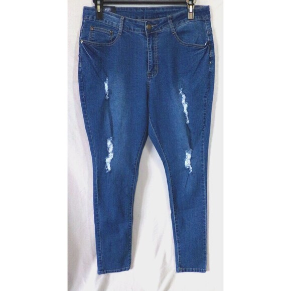 NEW Bob Jeans Women's Plus Size 3X Blue Medium Wash Denim High Rise Skinny 35x31 - Picture 1 of 9